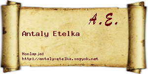 Antaly Etelka névjegykártya